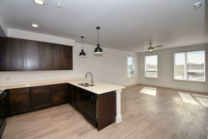 Photo of apartment kitchen with dining area